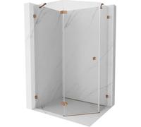 Mexen Box Doccia Cinquagonale Lunar con Porta a Sinistra 100x90 Trasparente Oro Rosa