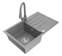 Mexen Bruno lavello in granito ad 1 vasca con sgocciolatoio e miscelatore cucina Elia, grigio - 6513-71-670101-71 19915 5905315030450