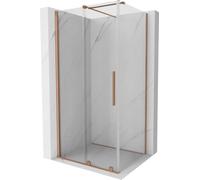 Mexen - Cabina doccia estensibile in Velar, 110 x 100 cm, trasparente, rame spazzolato