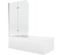 Mexen Cubik vasca da bagno rettangolare 150 x 70 cm con pannelli e schermo pieghevole a 2 ante da 80 cm, trasparente, cromo 12983 5907709161986