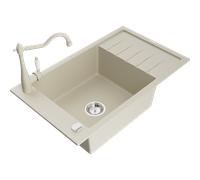 Mexen Elias lavello da cucina in granito a 1 vasca con scolapiatti e miscelatore cucina Carla, beige - 6511-69-670700-69 16922 5905315039996