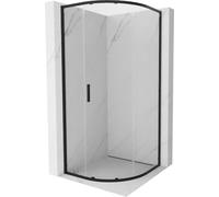 Mexen - Exo Box doccia semicircolare allungabile 90 x 90 cm, trasparente, nero