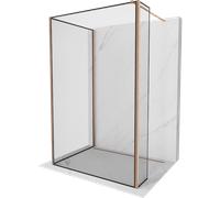Mexen Kioto pannello doccia Walk-in 100 x 100 x 40 cm, cornice nera, rame spazzolato - 800-100-100-221-65-70-040 52544 5905315375124