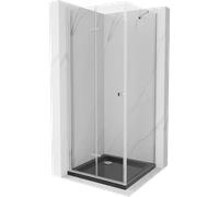 Mexen Lima cabina doccia pieghevole 80 x 80 cm, trasparente, cromo + piatto doccia Flat, nero - 856-080-080-01-00-4070 13422 5907709166523