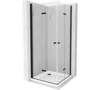 Mexen Lima Duo cabina doccia pieghevole 80 x 80 cm, trasparente, nero + piatto Flat - 856-080-080-70-02-4010B 13323 5907709165274