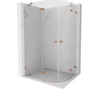 Mexen Lunar Box Doccia a Quarto Cerchio Orientabile Sinistra 100x90 Trasparente Rame Spazzolato