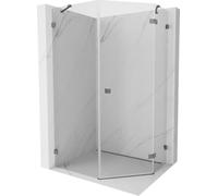 Mexen Lunar Box Doccia Cinquagonale Orientabile Destro 90x80 Trasparente Spazzolato Grigio Canone