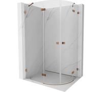 Mexen Lunar Box Doccia Semicircolare Orientabile Sinistra 90x80 Trasparente Oro Rosa