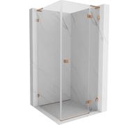 Mexen Lunar L cabina doccia a battente destra 100 x 100 cm, trasparente, rame spazzolato - 834L-100-100-65-00-P 63916 5905315442352