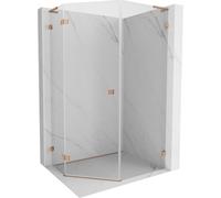Mexen Lunar L cabina doccia pentagonale a battente sinistra 80 x 100 cm, trasparente, rame spazzolato - 831L-080L-100P-65-00-L 61941 5905315416070