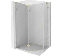Mexen Lunar L cabina doccia pentagonale a cerniera sinistra 100 x 90 cm, trasparente, oro spazzolato - 831L-100L-090P-55-00-L 61928 5905315415943