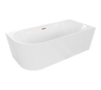 Mexen Mia vasca da bagno ad angolo autoportante destra 150 x 75 cm, bianca, troppo pieno rame spazzolato - 52691507500P-65 46244 5905315383167