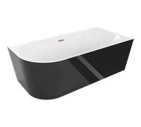 Mexen Mia vasca da bagno freestanding angolare destra 170 x 80 cm, bianca/nera, troppo pieno rame spazzolato - 52691708075P-65 46381 5905315383662