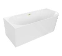 Mexen Mia vasca da bagno freestanding angolare sinistra 180 x 80 cm, bianca, troppo pieno oro spazzolato - 52691808000L-55 46389 5905315382948
