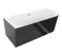 Mexen Mia vasca da bagno indipendente angolare sinistra 170 x 80 cm, bianca/nera, troppopieno rame spazzolato - 52691708075L-65 46361 5905315382863