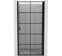 Mexen Mist-B - Paravento doccia con porta basculante destra, 90 cm, griglia nera, colore: nero