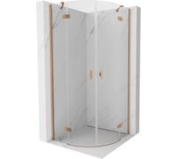 Mexen Mist Box Doccia a Quarto Cerchio Orientabile 90x90 Trasparente Rame Spazzolato