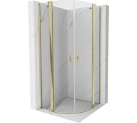 Mexen Mist - Box doccia a quarto di cerchio con porta girevole, 100 x 100 cm, trasparente, oro