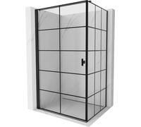 Mexen Mist Box doccia con porta a battente, variante sinistra, 90 x 85 cm, vetro con griglia nera 6 mm, finitura nera