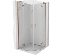 Mexen Mist L cabina doccia semicircolare a battente 100 x 100 cm, trasparente, rame spazzolato - 8A33L-100-100-65-00 77797 5905315673862