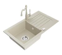 Mexen Pablo Lavello in composito di granito 1 vasca con sgocciolatoio e rubinetto da cucina Carla, beige - 6510-69-670700-69 16849 5905315039675