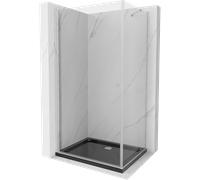 Mexen Pretoria cabina doccia girevole 100 x 70 cm, trasparente, cromo + piatto Flat, nero - 852-100-070-01-00-4070 15494 5905315578075