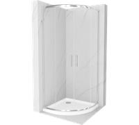 Mexen Rio cabina doccia semicircolare 90 x 90 cm, trasparente, cromo + piatto doccia Flat, bianco - 863-090-090-01-00-4110 13362 5907709165731