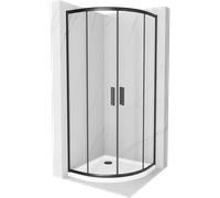 Mexen Rio cabina doccia semicircolare 90 x 90 cm, trasparente, nera + piatto doccia Flat, bianco - 863-090-090-70-00-4110B 13374 5907709165854