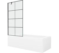 Mexen Vasca da bagno rettangolare Vega, 170 x 70 cm, con rivestimento e paravento a 1 ala, 90 cm