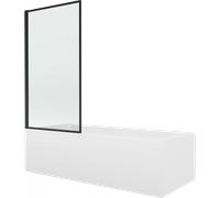 Mexen Vega vasca rettangolare 170 x 70 cm con pannello e paravento singolo a un'anta da 70 cm, design nero 13162 5907709162853