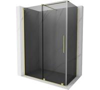 Mexen - Velar Box doccia estensibile 140 x 80 cm, grafite, oro spazzolato