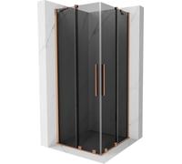 Mexen - Velar Duo - Box doccia estensibile 80 x 80 cm, grafite, rame spazzolato