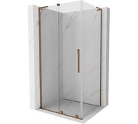 Mexen - Velar L Box doccia estensibile 120 x 90 cm, trasparente, oro rosa