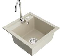 Mexen Vito Telma - Lavello in granito con miscelatore da cucina, 1 vasca, colore: beige