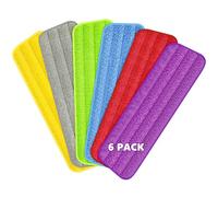 MEXERRIS 6 Pezzi Panno Mocio in Microfibra, Mop Pads Ricambio Panni Riutilizzabili e Lavabili in Lavatrice per Scopa Lavapamenti a Spruzzo, Multicolore, 39 x 13 cm