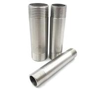 MEXEWORD Lunghezza 100/150/200/300mm 1/4" 3/8" 1/2" 3/4"-2” BSP Filettatura Maschio Nipplo Lungo Raccordo for Tubo in Acciaio Inossidabile 304 Adattatore for Tubo filettato(100mm Length 3/8")