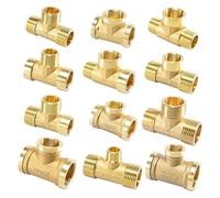 MEXEWORD Raccordo a T in Ottone, Filettatura Maschio-Femmina da 1/2" a 3/4" e da 1'', Raccordo filettato BSP in Rame a 3 Vie, raccordi for Tubi for irrigazione da Giardino(F1 to F3l4 to F1)