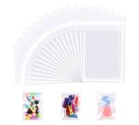 Mexgcom 100 Pezzi Bustine Cellophane Trasparenti, Buste Caramelle Autoadesivi, Piccole Sacchettini di Plastica Riutilizzabili per Biscotti Dolci Accessori Regalo (7×10CM)