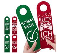 Mexgcom 2 pezzi Per favore non disturbare, sto giocando o entra, appendiabiti da porta in feltro e segno di entrata appendiabiti da porta decorazione della stanza del giocatore (Stile solido)