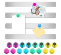 Mexgcom 4 Pezzi Magneti, Potenti Magneti Autoadesivi, 30x3 cm, con 16 Pezzi di Magneti Colorati, Forti Calamite Adesive per Scuola, Frigorifero, Ufficio, Foto e Documenti Bacheca (4PCS)