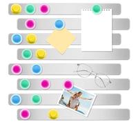 Mexgcom 8 Pezzi Magneti, Potenti Magneti Autoadesivi, 30x3 cm, con 32 Pezzi di Magneti Colorati, Forti Calamite Adesive per Scuola, Frigorifero, Ufficio, Foto e Documenti Bacheca (8PCS)