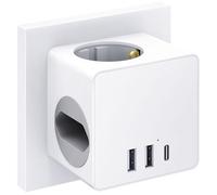 Mexgcom Ciabatta Elettrica 6 in 1 con USB, Strisce di Socket da 4000w, Più Tappi con Usb-C, Presa di Distribuzione, Cubi di Socket, Adatti a Casa, Ufficio e Viaggio
