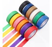 Mexgcom Nastro Coprente 13m x 15mm, 12PCS Nastro Autoadesivo Colorato, Nastro in Carta di Pittura Decorativo Nastro Adesivo per La Pittura, Arte, Journaling