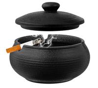 Mexgcom Posacenere da esterno resistente, antivento e profumato, posacenere antivento con copertura in ceramica nera, perfetto per balconi e uffici, posacenere da esterno