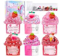 Mexgcom Slime Fluffy Kit, 6×70ml Kit Slime per Burro Fluffy, Melma Trasparente e Melma di Burro Slime per Bambini Festa Regalo di Compleanno per Ragazze Ragazzi, Festa e Natale (Rosa, 6×70ml)