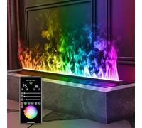 Mexhom Camino a vapore, camino elettrico, camino elettrico da incasso, effetto fiamma 3D a 9 colori, camino con telecomando APP [100cm, Nessun calore.]