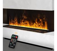Mexhom Camino a vapore, camino elettrico, camino elettrico da incasso, effetto fiamma 3D, camino con telecomando [100cm,nessun calore]