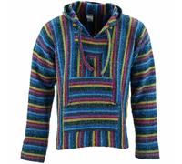 Mexican Baja Jerga Hoody Siesta Hoody Surf Hippy Drug Rug Jumper Blu Candy