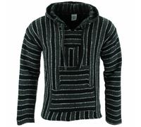 Mexican Baja Jerga Hoody Siesta Hoody Surf Hippy Drug Rug Jumper Grigio Tempesta