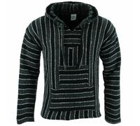 Mexican Baja Jerga Hoody Siesta Hoody Surf Hippy Drug Rug Jumper Grigio Tempesta